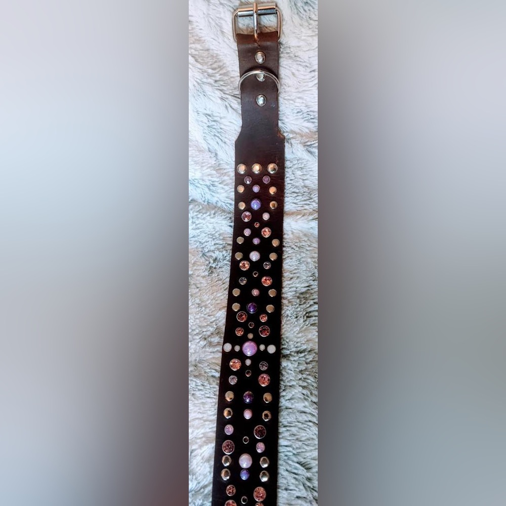 Crystal leather handmade dog collar - Picture 5 of 9